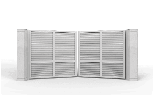 Распашные ворота с заполнением ролетный профиль AG77, горизонтальное, автоматика