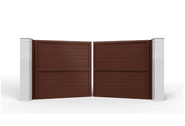 Распашные ворота с заполнением сэдвич-панель, горизонтальное, автоматика
