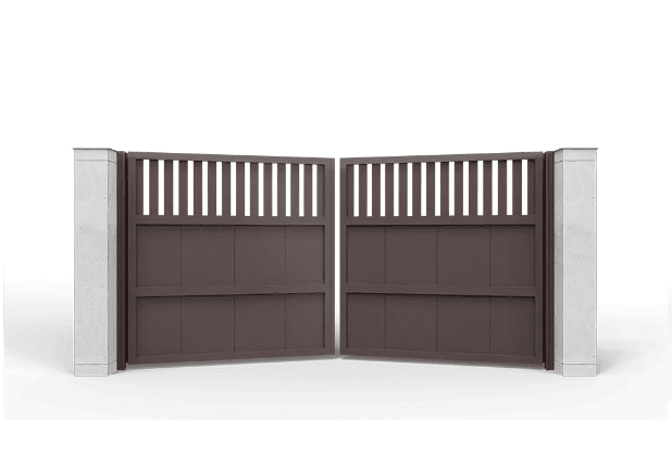 Распашные ворота с заполнением ролетный профиль L-гофр + 37, вертикальное, автоматика