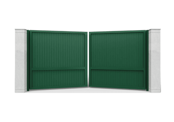 Распашные ворота с заполнением ролетный профиль AG77, вертикальное