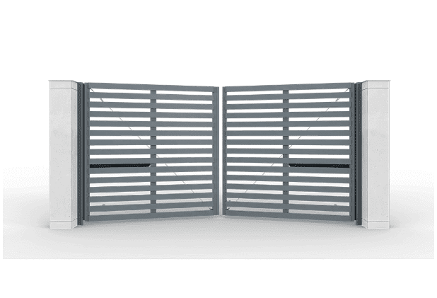 Распашные ворота с заполнением алюминиевый профиль 82, горизонтальное, автоматика