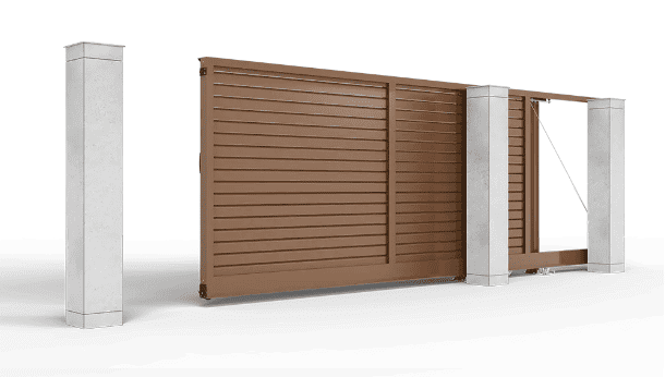 Откатные ворота с заполнением жалюзи 100 мм, автоматика