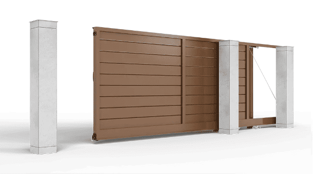 Откатные ворота с заполнением жалюзи 200 мм, автоматика
