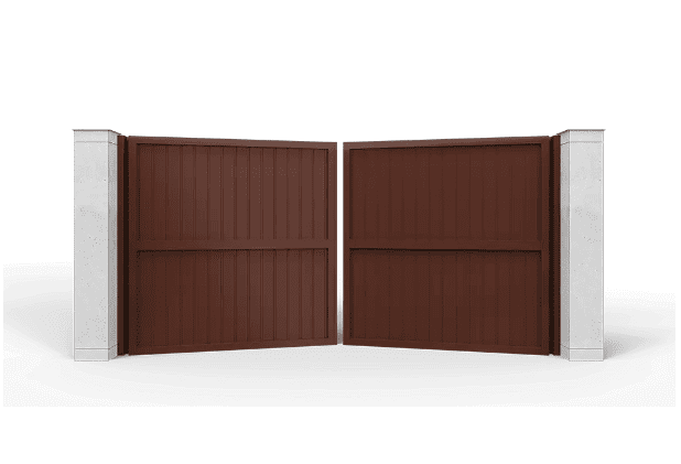 Автоматические распашные ворота с заполнением сэдвич-панель, вертикальное