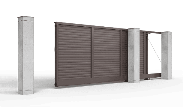 Откатные ворота с заполнением ролетный профиль AG77, горизонтальное