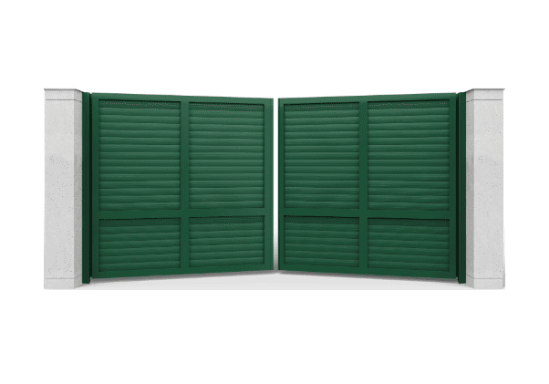 Распашные ворота с заполнением ролетный профиль AG77, горизонтальное