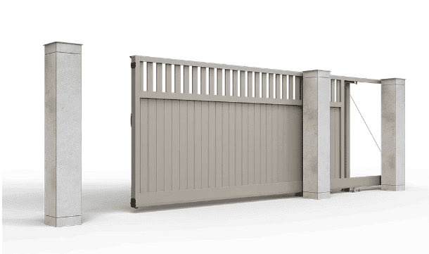 Откатные ворота с заполнением ролетный профиль L-гофр + 37, вертикальное, автоматика